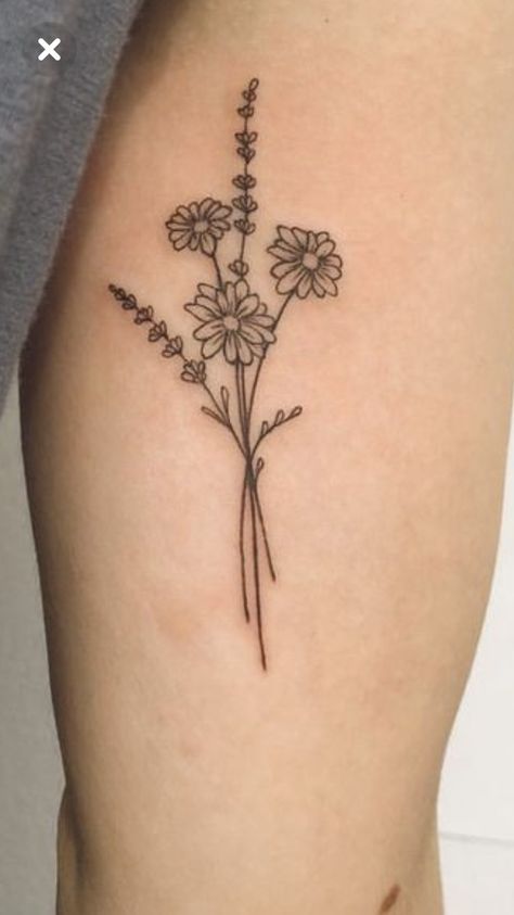 Side Rib Flower Tattoos Women, Sideways Flower Tattoo, Daisy Arm Tattoos For Women, Plant Tattoos Arm, Small Daisy Rib Tattoo, Daisy Rib Tattoo, Dainty Flower Rib Tattoo, Bouquet Of Flowers Tattoo Ribs, Fine Line Flower Tattoo Ribs