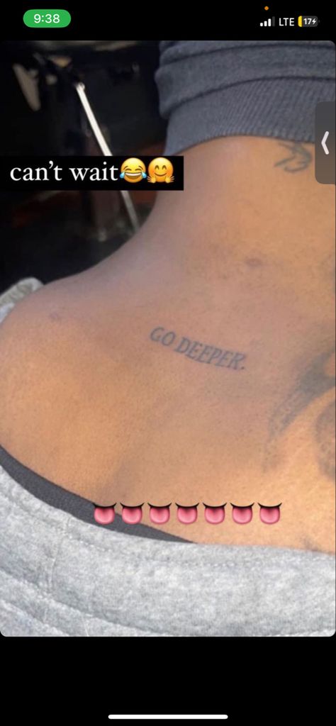 Mini Tattoos Black Women, Baddie Aesthetic Tattoo Ideas, Under The Cheek Tattoo, Baddie Quotes Tattoo, Lower Waist Tattoos For Women, Back Dermals With Tattoo, Pretty Thigh Tattoos Black Women, Cute Tattoos Thigh, Go Deeper Tattoo