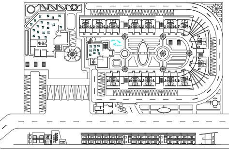 Motel Entrance Design, Motel Design, Motel Plan Design, Motel Design Concept, Motel Design Plan, Motel Architecture Plan Design, Motel Plan Architecture, Motel Room Design Plan, Restaurant Floor Plan