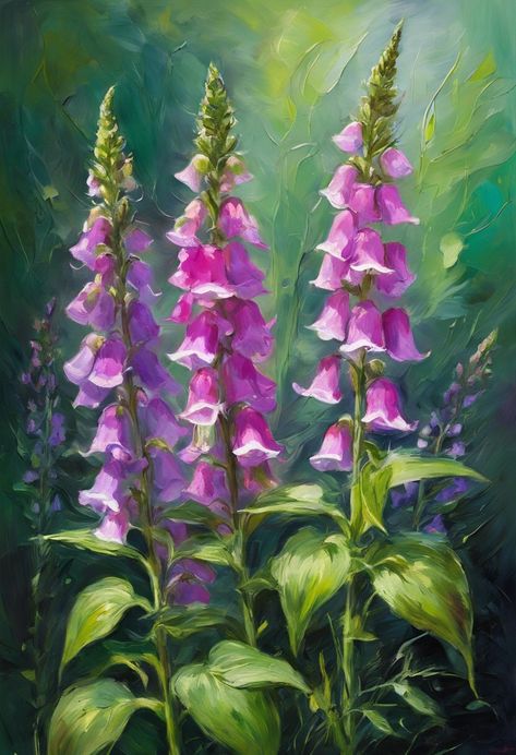 Foxgloves Drawing, Fox Gloves Flower, Foxglove Book, Foxglove Painting, Foxglove Drawing, Foxglove Art, Purple Foxglove, Watercolour Greenery, Iris Field