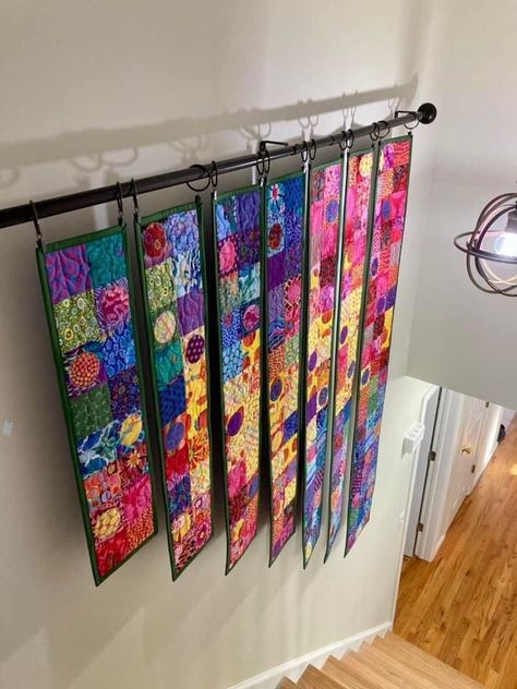 Felt Quilting, Quilt Display, Kaffe Fassett Quilts, Abstract Quilt, Hanging Quilts, Strip Quilts, Colorful Quilts, Contemporary Quilts, Wall Quilts