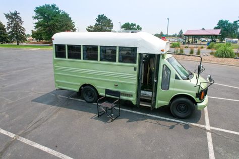 She Built a $12k Raised-Roof, Short-Bus Skoolie with her Dad! Bus Tiny House, Short School Bus, Hidden Toilet, School Bus Tiny House, Tiny House Talk, Short Bus, Buses For Sale, Camper Van Conversion Diy, Bus Life