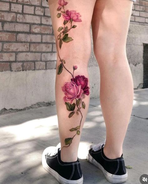 VISM STUDIO (@vismstudio) • Instagram photos and videos Flower And Vine Tattoo, Rose Vine Tattoos, White Rose Tattoos, Wrap Tattoo, Rose Vine, Skeleton Hand Tattoo, Vine Tattoos, Gorgeous Tattoos, Leg Tattoos Women