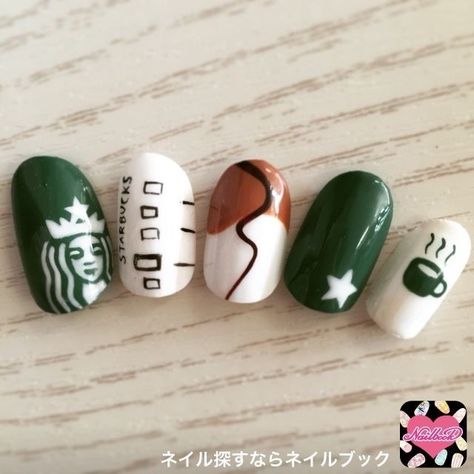 Starbucks Nails, Panda Nail Art, Acrylic Nail Designs Classy, Quick Nail Art, Minimal Nails Art, Fake Nails Designs, Hello Nails, Nail Art For Beginners, Nude Nail Designs