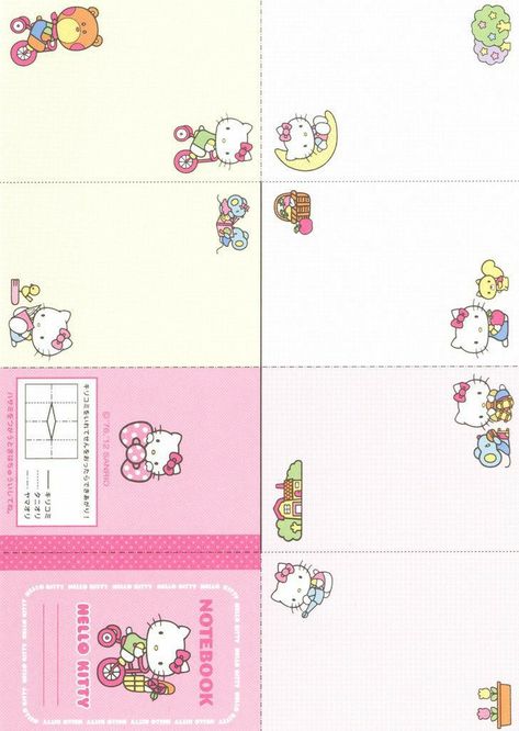 Hello Kitty Notebook, Kotak Bento, Kawaii Printables, Hello Kitty Printables, Hello Kitty Crafts, Paper Toys Template, Kitty Coloring, Memo Paper, Hello Kitty Coloring