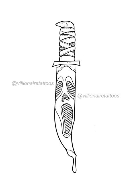 Patchwork, Ghost Face Holding Knife Tattoo, Scream Knife Tattoo Design, Hellraiser Tattoo Stencil, Scary Flash Art, Halloween Tattoo Stencil Outline, Drawing Ideas Ghost Face, Ghost Face Outline Tattoo, Scream Tattoo Ghostface Outline