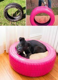 dog diy room ideas #dogdiyroomideas Tire Dog Bed, Diy Dog Beds, Dog Bed Diy, Chew Proof Dog Bed, Katt Diy, Indestructable Dog Bed, Dogs Bed, Dog Bedroom, Puppy Room