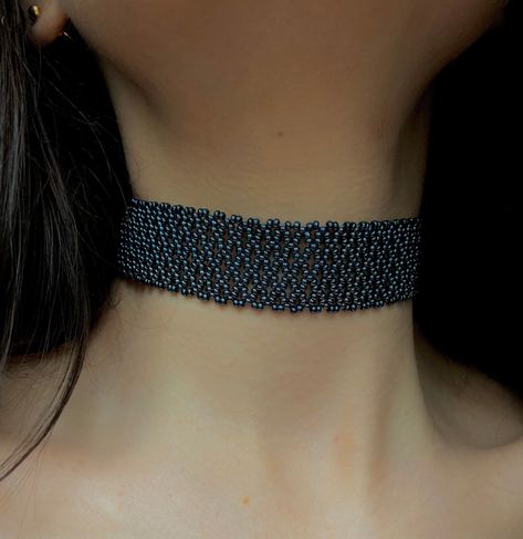 Necklace Women Silver, Vale Jewelry, Seed Bead Choker, Sugar Skull Earrings, Bead Choker Necklace, Beads Choker, Handmade Chokers, Lace Choker, Collar Choker