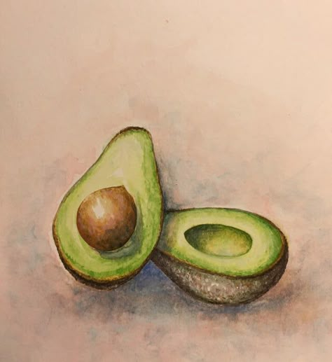 Drawing Of Avocado, Avocado Sketch, Avocado Drawings, Avocado Doodle, Avocado Drawing, Avocado Art, Oil Pastels Painting, Fruits Drawing, Oil Pastel Paintings