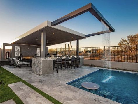 Backyard Swimming Pool Ideas, Arizona Backyard Landscaping, Lavender Landscape, Swimming Pool Ideas, Backyard Swimming Pool, Outdoor Landscape Design, Luxury Landscaping, Landscape Designers, Cave Creek