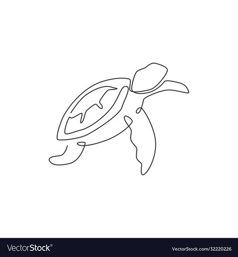 Turtle Line Drawing, Turtle Vector, Drawing One Line, Permanente Make-up, One Line Tattoo, Big Turtle, Embroidered Canvas Art, Turtle Tattoo Designs, Turtle Drawing