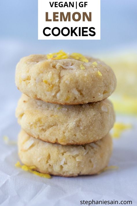 Soft Lemon Cookies, Chewy Lemon Cookies, Cookies Sans Gluten, Biscuits Diététiques, Lemon Cookies Recipes, Vegan Cookies Recipes, Chewy Cookies, Desserts Vegan, Low Carb Cookies