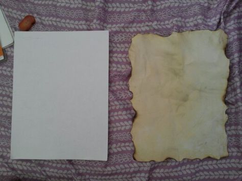 How to stain paper with coffee. Dip in coffee, then just burn the edges. And you got.. stained paper :) How To Stain Paper With Coffee, Burnt Edges On Paper, How To Burn Paper Edges, Coffee Dip, Edgar Allen Poe Art, Bible Wrecking, Hymnal Crafts, Burnt Paper, Stained Paper