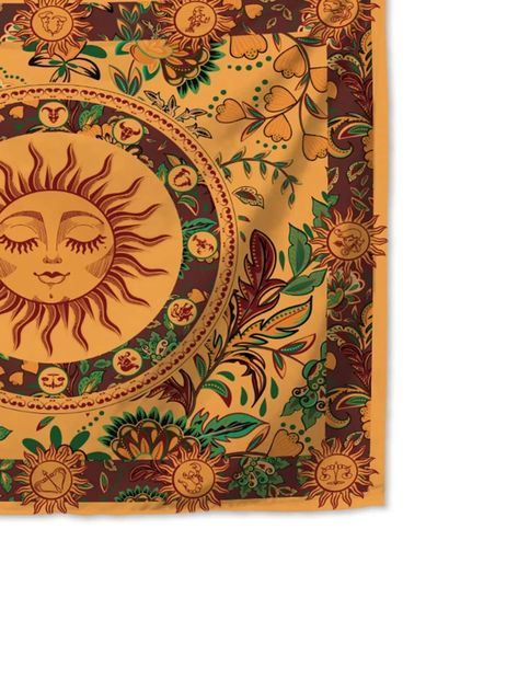 Sun Print Tapestry | SHEIN USA Wall Hanging Flowers, Sun Tapestry, Spiritual Design, Moon Flowers, Leaves Background, Sun Illustration, Beautiful Abstract Art, Sun Art, Leaf Background