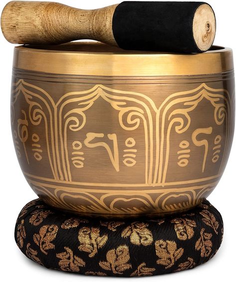 Telsha Meditative Deep Singing Bowl with Mallet and Cushion - Tibetan Sound Bowls for Energy Healing, Mindfulness, Grounding, Zen, Meditation - Exquisite, Unique Home Decor and Gift Sets, 1693 Catching Fire Book, Sound Bowls, Chakra Bowl, Staying Grounded, Ancient Asia, Meditation Poses, Sound Bath, Meditation Tools, Tibetan Singing Bowls