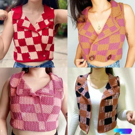 Checkered Vest Crochet, Checkered Vest, Vest Crochet Pattern, Checker Vest, Vest Crochet, Crochet Vest Pattern, Crochet Vest, Casual Attire, Tapestry Needle