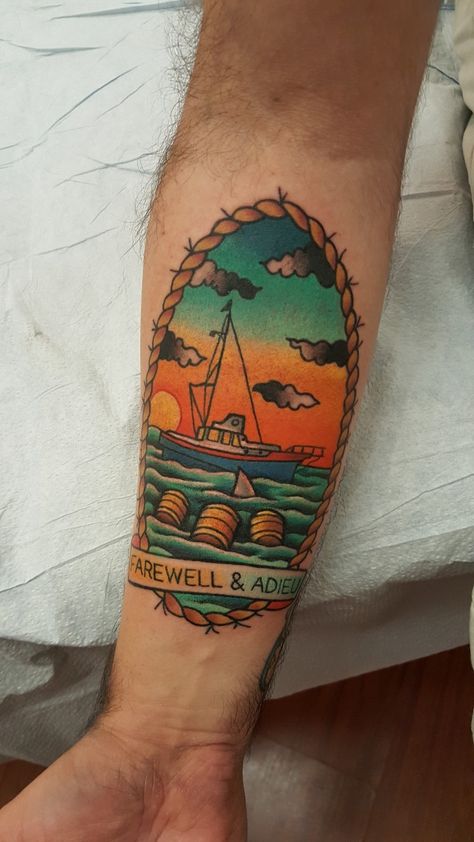 Jaws Traditional Tattoo, Jaws Shark Tattoo, Traditional Jaws Tattoo, Jaws Tattoo Movie, Jaws Tattoo Ideas, Jaws Movie Tattoo, Jaws Tattoo, Shark Jaws Tattoo, Horror Sleeve