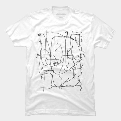 Life Is Complicated, Tshirt Artwork, Tshirt Painting, Line Art Drawing, Abstract Line Art, Line Illustration, Men's Tank, Line Art Drawings, White T Shirt