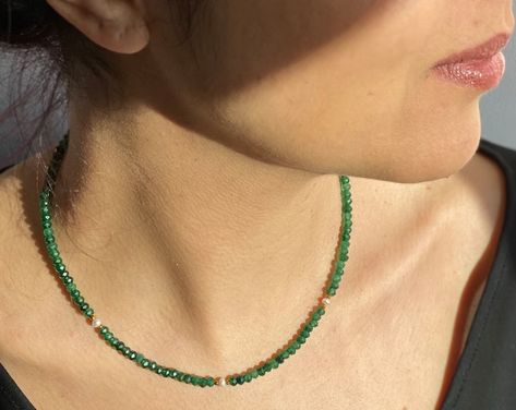 Jade bead necklace - Etsy Small Beaded Necklace Choker, Green And Gold Beaded Necklace, Jade Beaded Necklace, Jade Pearl Necklace, Jade Jewelry Necklace, Jade Choker, Green Beads Necklace, Green Pearl Necklace, Beaded Necklace Green