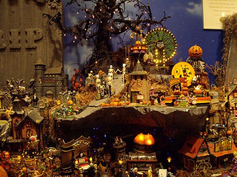 Halloween Village Display / Dept. 56 Halloween Display / - Department 56 halloween display, via Flickr Lemax Spooky Town Display, Spookytown Display, Lemax Halloween, Dept 56 Halloween, Department 56 Halloween, Halloween Village Display, Lemax Spooky Town, Samhain Halloween, Spooky Town