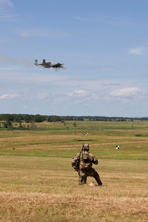 A U.S. Army Ranger Joint Terminal Attack Controller from 2nd Battalion, 75th Ranger Regiment conducts Close Air Support proficiency training at Fort Smith, Ark. The 75th Ranger Regiment trains their Forward Observers (MOS 13F) as JTACs through the Special Operations Terminal Attack Controller Course at Yuma, Ariz. and was the first unit to have Army Forward Observers as JTAC qualified personnel. Ranger Regiment, Us Army Rangers, Swat Police, 75th Ranger Regiment, Army Ranger, A 10 Warthog, Combat Arms, Close Air Support, Special Operations Command