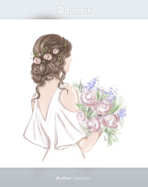 Bride with beautiful hairstyle hand draw... | Premium Vector #Freepik #vector #watercolor #hand #girl #hand-drawn Bride In Veil, Bridal Artwork, Drawing Wedding Invitation, Cherry Blossom Wedding Invitations, Flower Invitation Card, Watercolour Wedding Stationery, Wedding Dress Sketches, Elegant Wedding Stationery, Vintage Wedding Cards