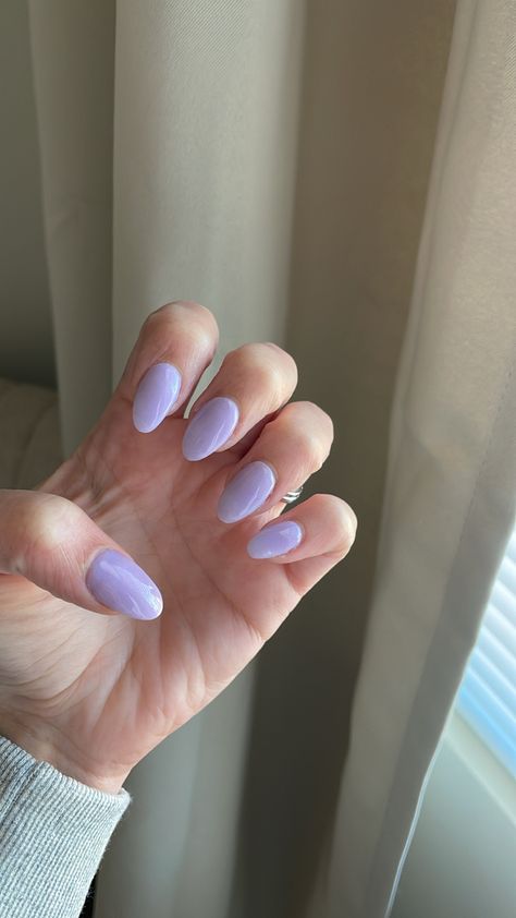 Lavender Purple Acrylic Nails, Short Almond Acrylic Nails Lavender, Light Lavender Almond Nails, Almond Light Purple Nails, Violet Almond Nails, Light Purple Nails Prom, Prom Nails Lavender, Acrylic Lavender Nails, Gel Nails Lavender