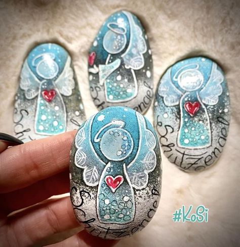 painting rocks! | If I could, I would paint a guardian angel for each of you, because every person is something very special 💙 | Facebook Painting Rocks, Guardian Angel, Rock Art, Angel, Paint, Art