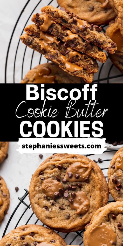 Snacks With Cookie Butter, Lotus Cookie Butter Cookies, No Bake Biscoff Cookies, Recipe With Cookie Butter, Cookies For Farmers Market, Cookie Recipes Biscoff, Easy Cookie Butter Recipes, Chocolate Chip Biscoff Cookies, Cookie Butter Donut