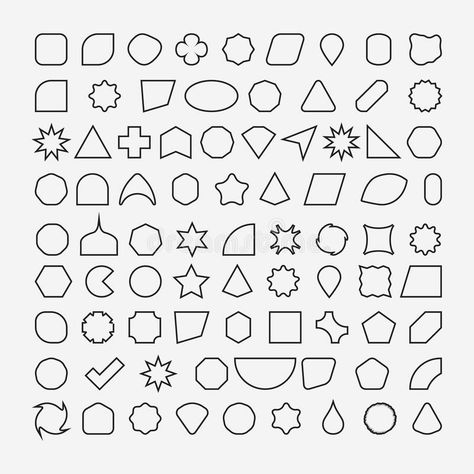 Geometric Shapes Jewellery, Basic Shapes Illustration, Doodle Shapes Simple, Circle Shapes Design, Geometric Doodles Simple, Doodle Beginner, Simple Shapes Drawing, Angle Sketch, Shapes For Drawing