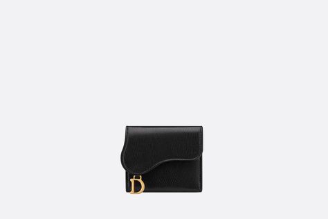 Saddle Lotus Wallet Black Goatskin | DIOR Dior Saddle Wallet, Bill Holder, Dior Saddle, Cute Wallets, Christian Dior Couture, Aesthetic Stuff, Dior Couture, Dior Wallet, Stirrups