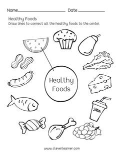 Healthy Foods matching worksheets for preschool Food Worksheet, Healthy Food Activities, Free Science Worksheets, Healthy Habits For Kids, Matter Worksheets, Healthy And Unhealthy Food, Matching Worksheets, Food Activities, About Science