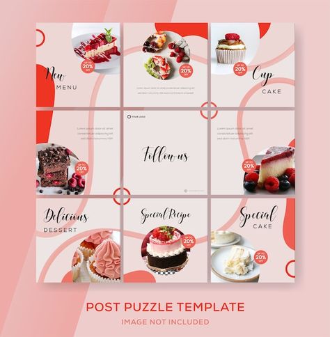 Bakery Instagram Feed Ideas, Food Instagram Feed, Feed For Instagram, Food Blog Design, For Instagram Post, Instagram Grid Design, Instagram Feed Planner, Instagram Cake, Instagram Template Design