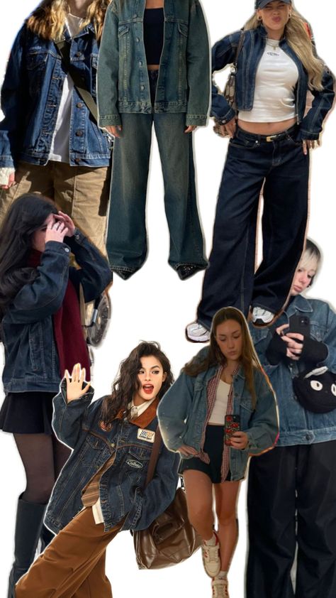 Baggy Denim Jacket Outfit, Oversized Denim Jacket Outfit Aesthetic, Jean Jacket Fall Outfits, Dark Blue Denim Jacket Outfit, Dark Denim Jacket Outfit, Jean Jacket Outfits Winter, Big Denim Jacket, Blue Denim Jacket Outfit, Oversized Jacket Outfit