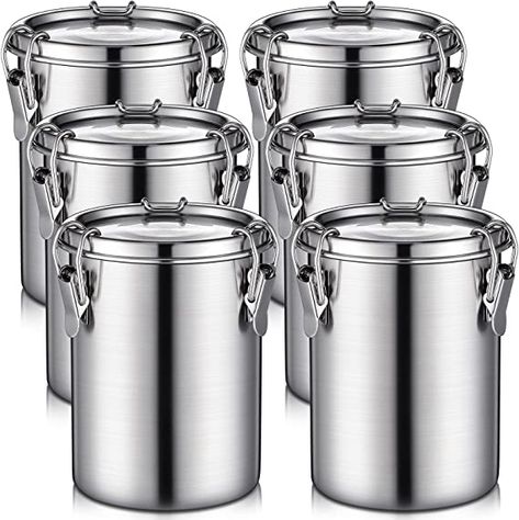 Baking Pantry, Stainless Steel Canister Set, Stainless Steel Food Storage, Pantry Kitchen, Stainless Steel Containers, Kitchen Canister Set, Airtight Storage, Creative Coffee, Airtight Food Storage