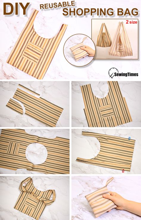 Shopping Bag Tutorial, Diy Reusable Grocery Bags, Shopping Bags Diy, Grocery Bag Pattern, Shopping Bag Pattern, Diy Sy, Aesthetic Knitting, Sewing Machine Projects, Sewing Pattern Shop