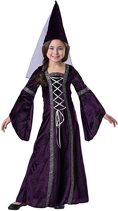 Amazon.com: Dress-Up-America Medieval Princess Costume - Renaissance Dress Up Set for Girls - Set Includes Purple Dress and Hennin Hat : Clothing, Shoes & Jewelry Medieval Princess Costume, Organza Veil, Medieval Dress Princess, Indian Dress Up, Medieval Princess, Purple Velvet Dress, People Talking, Princess Costume, Dress Hat