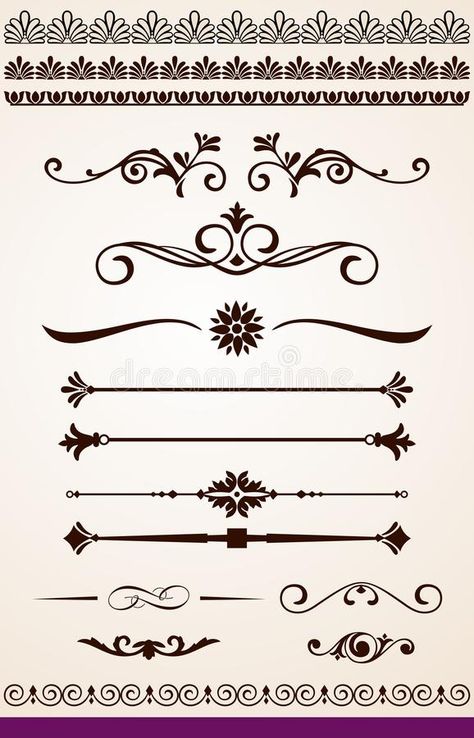 Page Or Text Dividers, Borders And Decorations Stock Vector - Illustration of paragraph, card: 49114849 Chapter Divider Design, Paragraph Design Ideas, Border Decoration Ideas For Paper, Poster Border Ideas, Chapter Page Design, Paragraph Design, Assignment Design, Heading Design, Border Lines