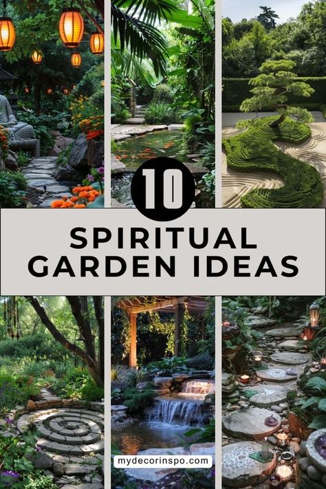 Elevate your mindfulness practice with these spiritual garden ideas. Learn how to incorporate elements like outdoor Zen gardens, water fountains, and meditation benches to create a calming environment. Big Garden Design Ideas, Zen Garden Pattern, Meditation Gardens, Backyard Room, Outdoor Zen Garden, Spiritual Garden Ideas, Zen Garden Ideas, Forest Sanctuary, Witch's Garden