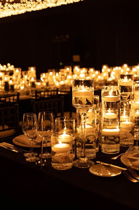 Candles On Deck, Romantic Candle Lit Wedding, Candle Light Wedding Decor, Candle Decor Wedding Reception Ideas, Candle Tablescapes Wedding, Candle Lit Wedding Reception, Candles Wedding Decor, Candle Tablescapes, Wedding Reception Candles