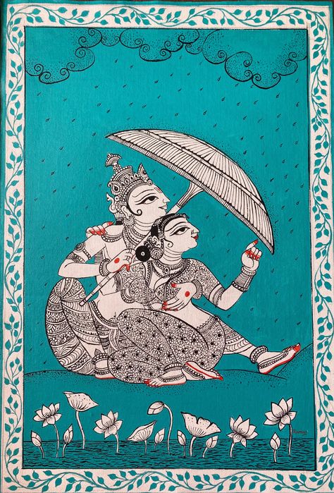 Radha Krishna Pattachitra Painting, Pattachitra Art Paintings, Traditional Paintings Indian, Pattachitra Paintings Design, Kalamkari Painting Traditional, Indian Folk Painting, Patachitra Paintings, Radhakrishna Painting, Ancient Indian Paintings