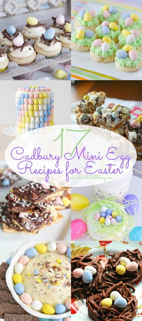 These are 17 of the best Cadbury Mini Eggs recipes from around the internet. Perfect for Easter baking all Easter season long! Mini Eggs Recipes, Cadbury Mini Egg Recipes, Baked Easter Ham, Mini Egg Recipes, Mini Eggs Cake, Mini Recipes, Recipes For Easter, Easter Deserts, Cadbury Mini Eggs