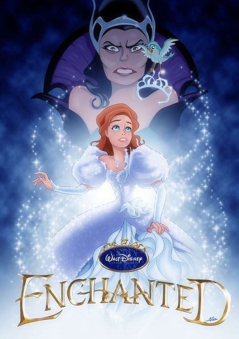 Cool Enchanted Poster Enchanted Movie, Giselle Enchanted, Disney Movie Posters, Disney Enchanted, Film Disney, Princess And The Frog, Disney Live Action, Disney Lover, Disney Movie