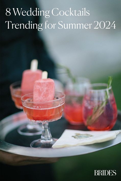 Bartenders and venues have seen an uptick in couples asking for ‘90s and Y2K-era signature cocktails for summer weddings this year. See other trending drinks couples are requesting for their warm-weather nuptials in 2024. Trending Drinks, Sundowner Wedding, Cocktail Trends, Groom Style Wedding, Honeymoon Registry, Signature Cocktails Wedding, Signature Cocktails, Cake Photography, Y2k Era