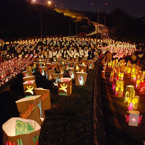 Dia de las Velitas (Day of the Candles) is a beautiful festival of lights holiday tradition in Medellín, Colombia. #diadelasvelitas #colombian #medellin #holiday #tradition Colombian Christmas, Spanish Festivals, Colombian Culture, Christmas Bucket List, Light Festival, Birthday Traditions, Christmas Tradition, Immaculate Conception, Festival Of Lights