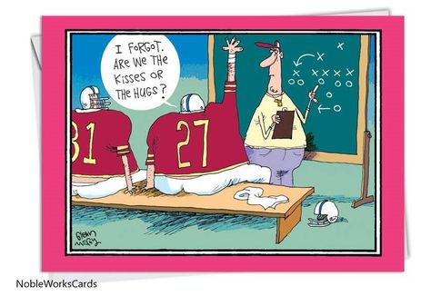 Vday Flowers, Football Humor, Kiss Funny, Nfl Funny, Valentines Day Funny, Happy Valentines Day Card, Hugs Kisses, Funny Greetings, Valentine's Day Greeting Cards