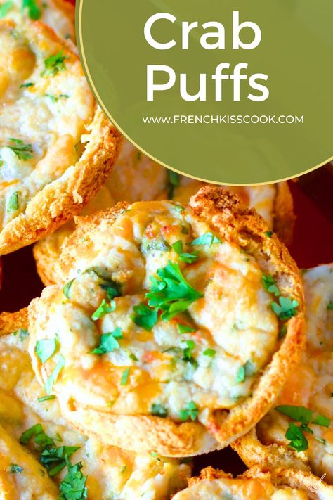 Crab Puffs Crab Puff Pastry Appetizers, Lobster Puffs, Crab Puffs Recipe, Crab Puffs, Food Skewers, Canned Crab Meat, Cranberry Jalapeño, Puff Pastry Appetizers, Puff Pastry Filling