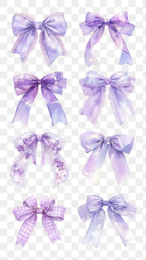 Purple Ribbon Wallpaper, Ribbon Reference, Blue And Purple Aesthetic, Purple Ribbon Png, Purple Elements, Ribbon Drawing, Purple Stickers, Purple Png, Coquette Design