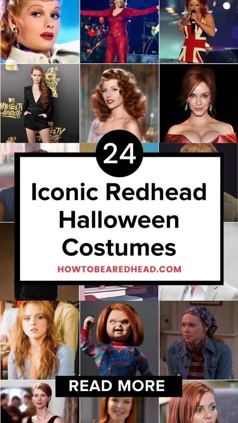 Redhead Characters Halloween, 90s Red Head Characters, Candice Halloween Costume, Costumes For Red Heads Halloween, Couple Costumes Redhead, Easy Red Head Costume Ideas, Famous Red Heads Characters, Celebrity With Red Hair, Iconic Red Head Characters