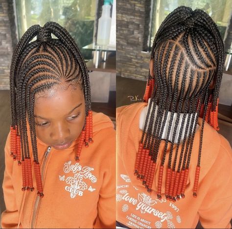 Half Up Half Down Braids For Kids, Half Up Half Down Kids Braids, Kids Braids With Beads, Girls Braided Hairstyles Kids, Kid Braids, Black Baby Girl Hairstyles, Black Kids Braids Hairstyles, Kids Braids, Lil Girl Hairstyles